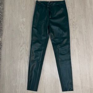 Zara leather pleather green leggings